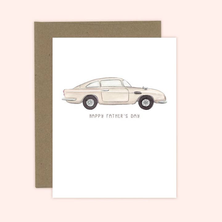 Vintage Aston Car - Father's Day Greeting Card for wholesale by Almeida Illustrations