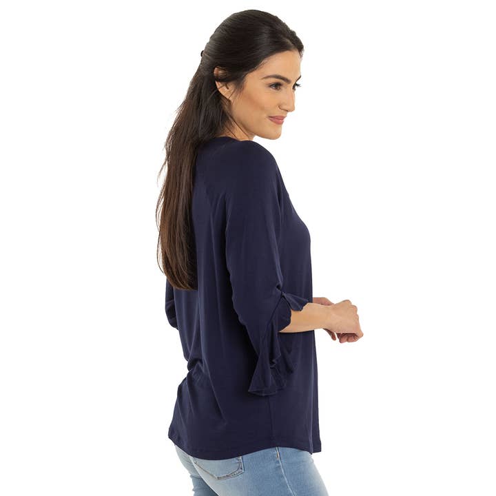Flying Colors Apparel - Wholesale Screen Printed T-Shirt - Women's - Auburn Tigers Renata Ruffle Sleeve Top