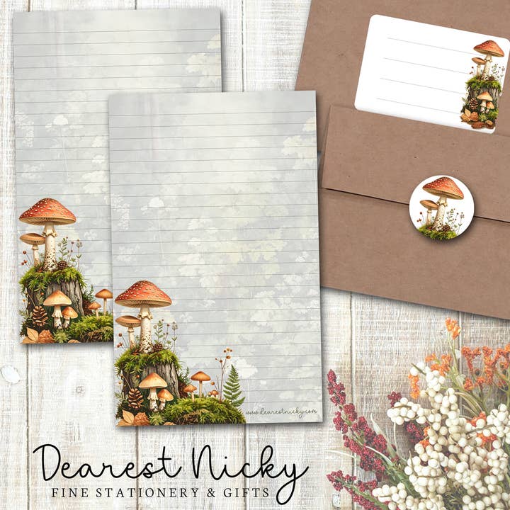 Forest Mushrooms Letter Writing Set for wholesale by Dearest Nicky