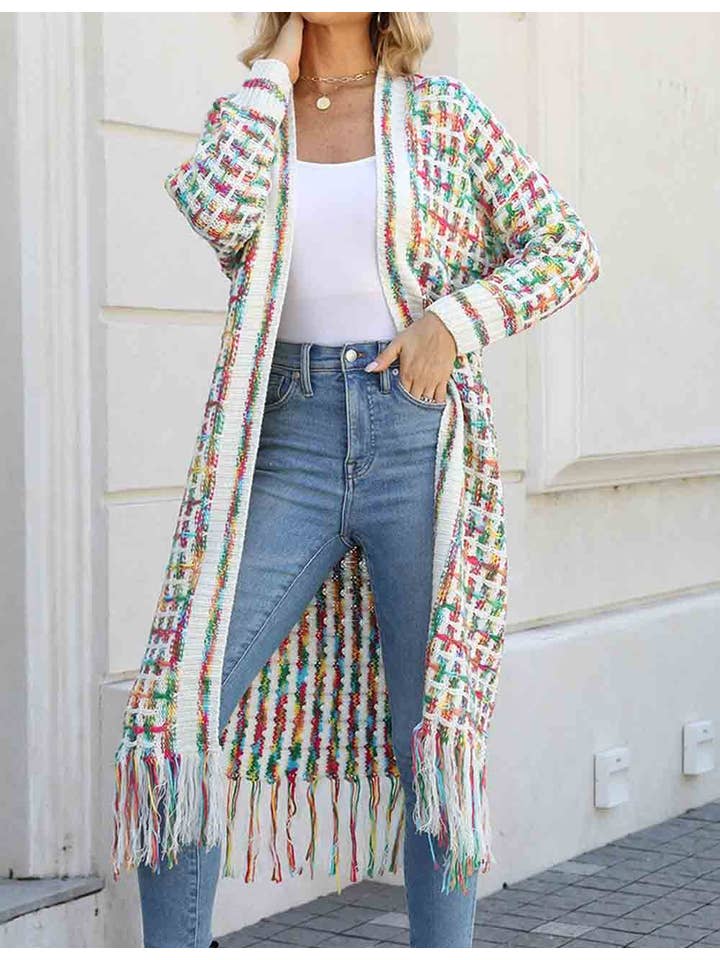 Sweetkama – wholesale Cardigan – Women’s – Ladies Multi Color Front Open Tassels Chunky Knit Cardigan7