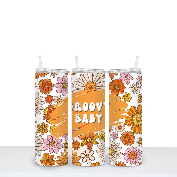 Groovy Baby Floral Tumbler for wholesale by Peach Tree Textile + Trends