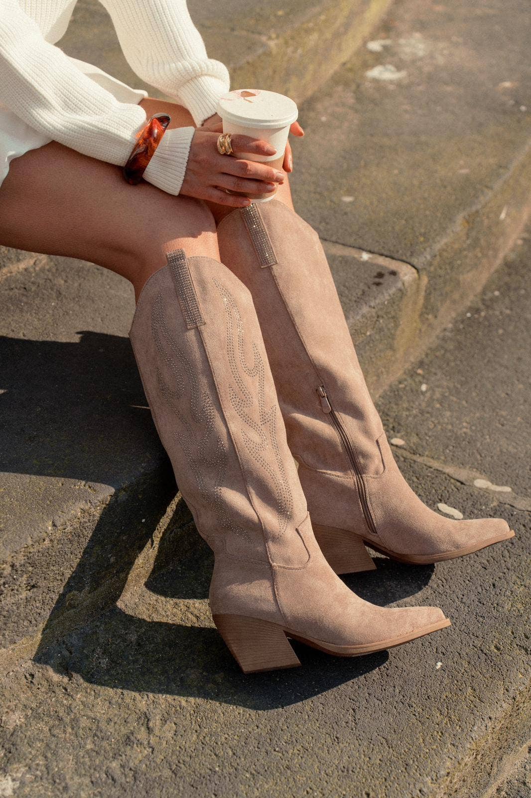 No Doubt Shoes - Wholesale Cowboy Boots - Women's - SPARKLY EMBROIDERED BLOCK HEEL COWGIRL COWBOY KNEE HIGH BOOT10