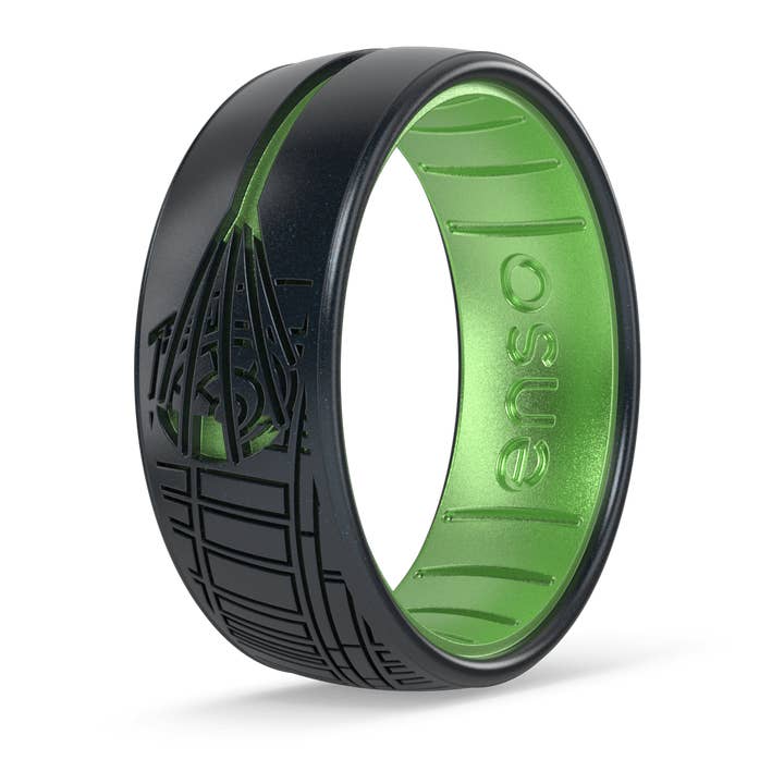 Star Wars™ Silicone Ring - Death Star - Black Pearl/Peridot for wholesale by Enso Rings