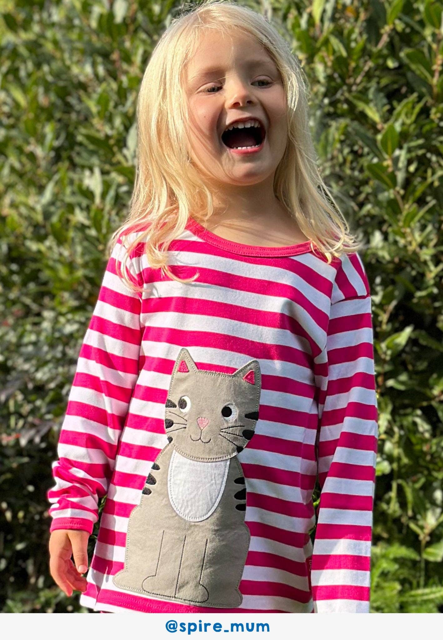 Toby Tiger - Wholesale T-Shirt - Kids - Organic Pink Kitten Applique Long-Sleeved T-Shirt1