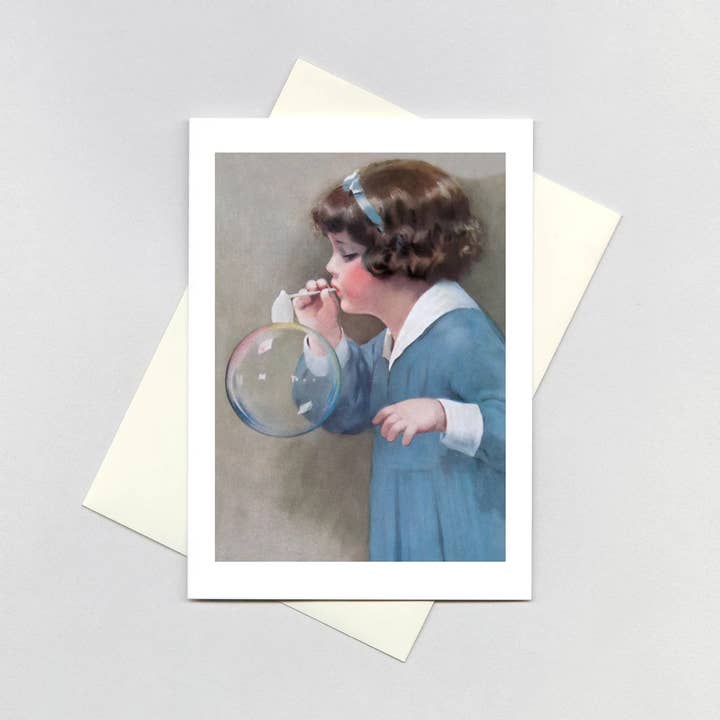 Girl Bubble Blower - Birthday Card for wholesale by Laughing Elephant