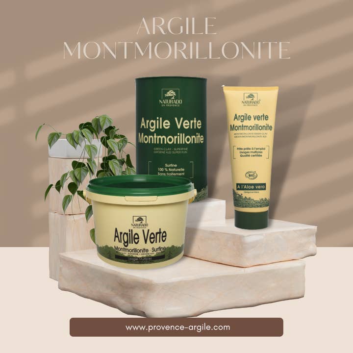 NATURADO EN PROVENCE - Wholesale Skincare Face Mask - Montmorillonite Cosmos Natural 300g green clay pot