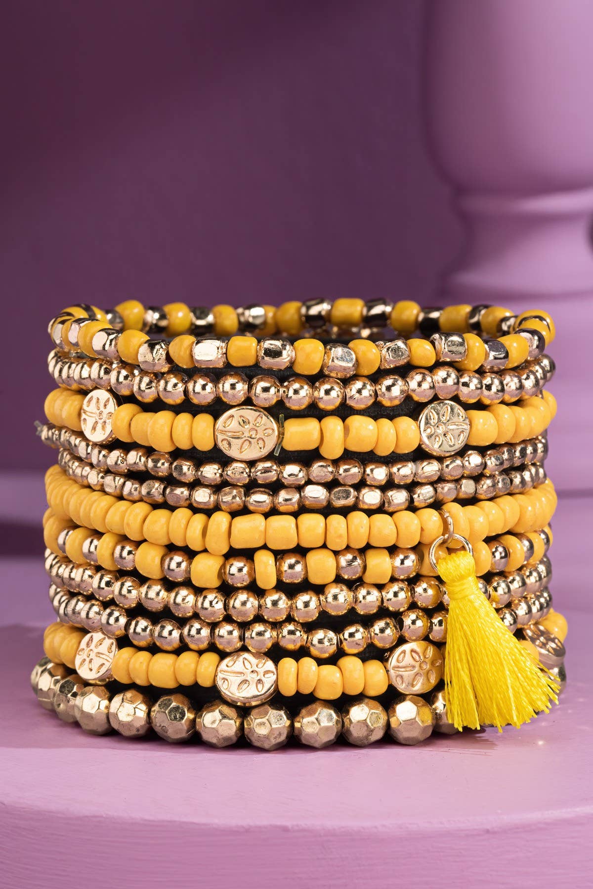 Urbanista - Wholesale Beaded Bracelet - 12 Layered Mixed Bead Stretch Bracelet Set6