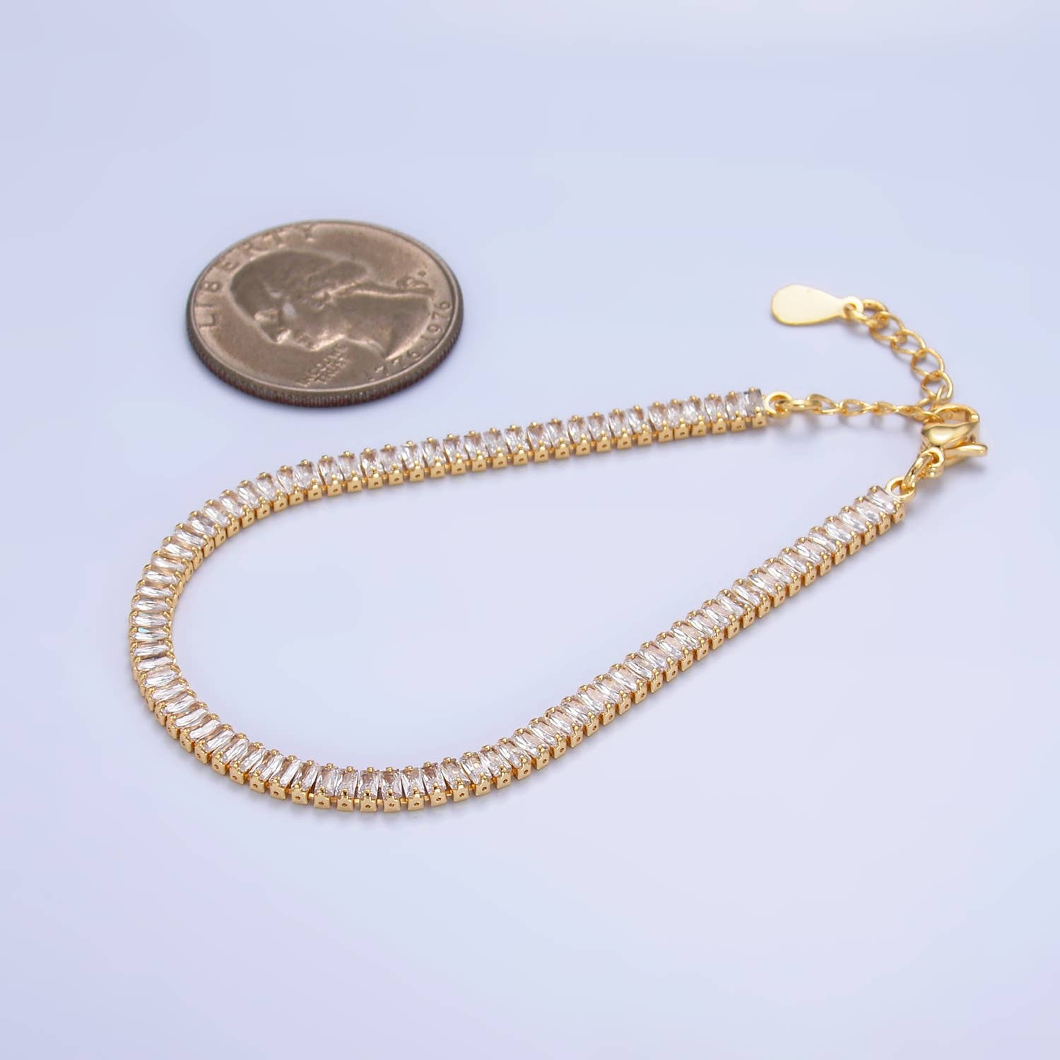 Aim Eternal - Wholesale Tennis Bracelet - 24K Gold Filled CZ Baguette 7inch Tennis Bracelet | WA-29753