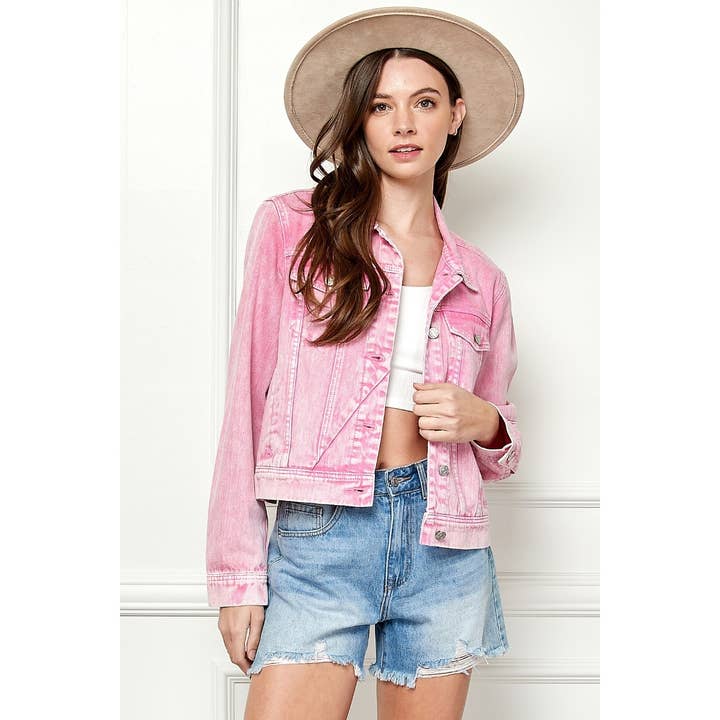 Cropped Denim Jacket with Asymmetric Seam for wholesale by Veveret