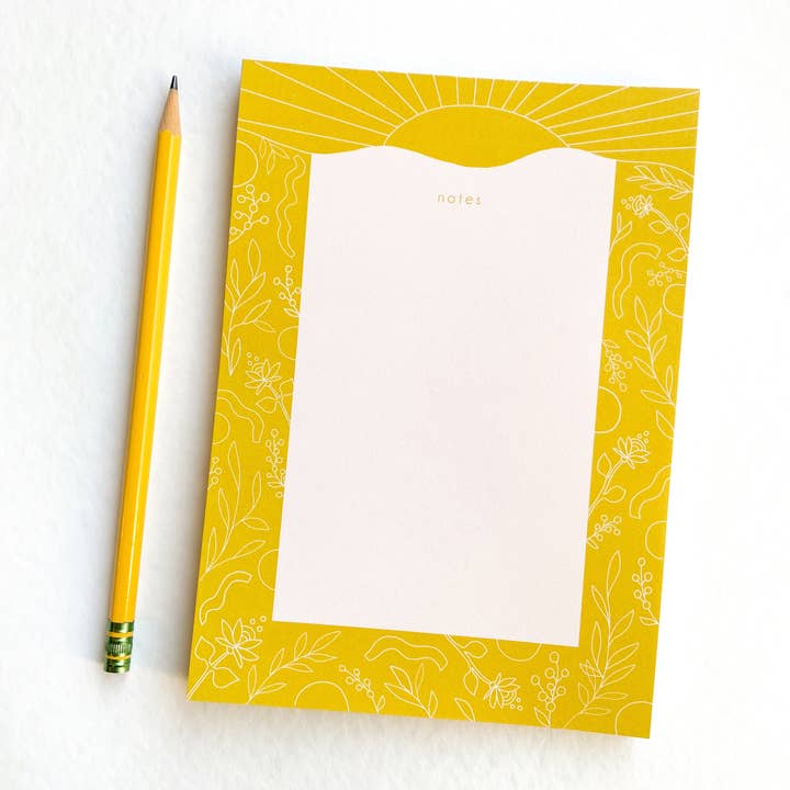 Golden Sun Notepad for wholesale by Maija Rebecca Hand Drawn