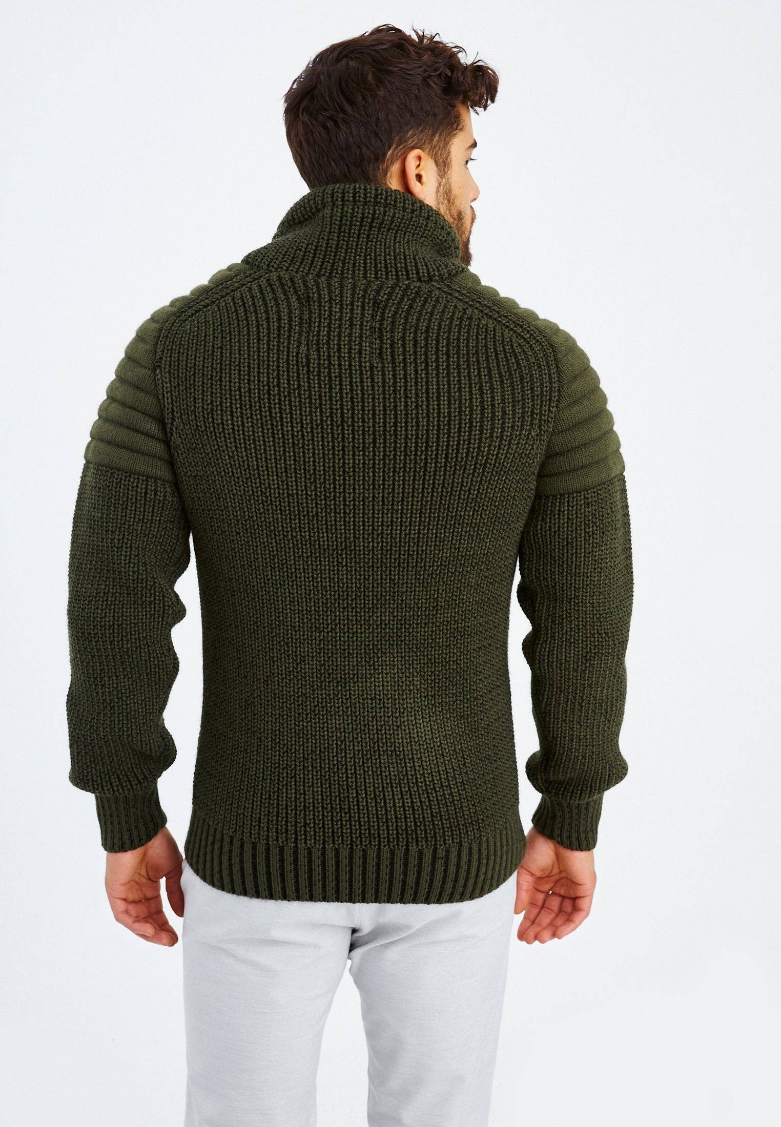 Leif Nelson GmbH - Wholesale Knit Sweater - Men's - Men's Knit Sweater Chunky Knit Shawl Collar LN-523527