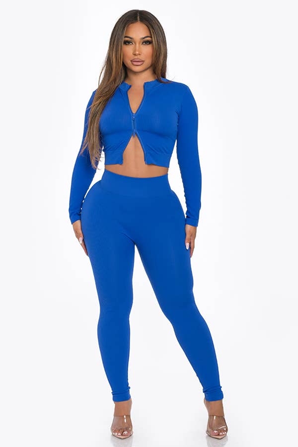 Lime All the Time – Großhandel Set aus Oberteil und Hose (NICHT Loungewear) – Damen – 2-teiliges Set aus Crop-Top und Leggings mit langem Reißverschluss, ohne Nähte2