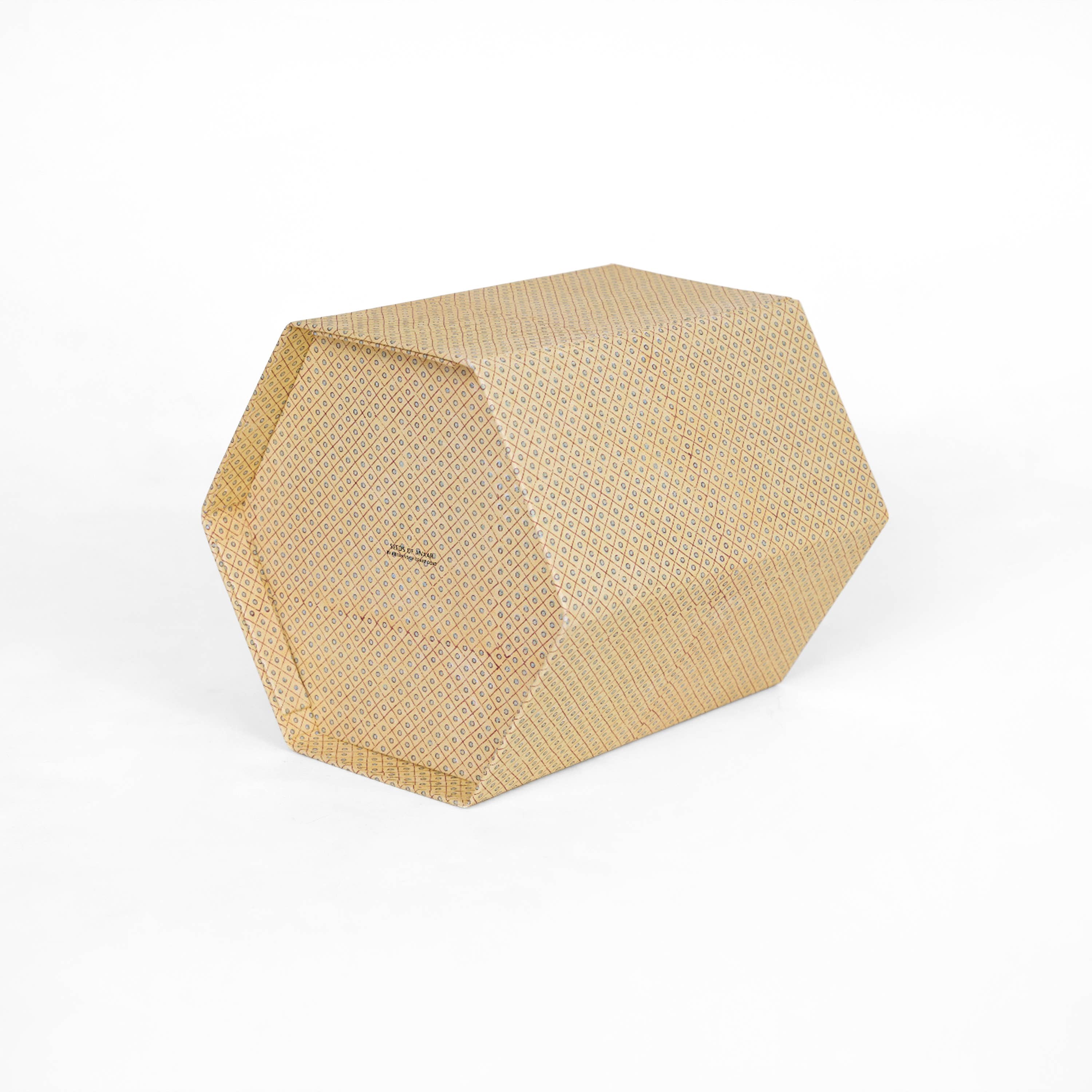 Craft Boat - Wholesale Basket - BLOCK PRINTED HEXAGON COLLAPSIBLE BASKET - DOT & GRID DESERT3