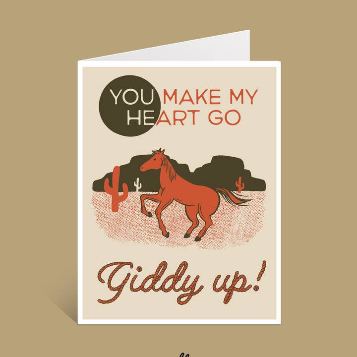Giddy up ! Carte Western Romance pour la vente par Molly Illustration