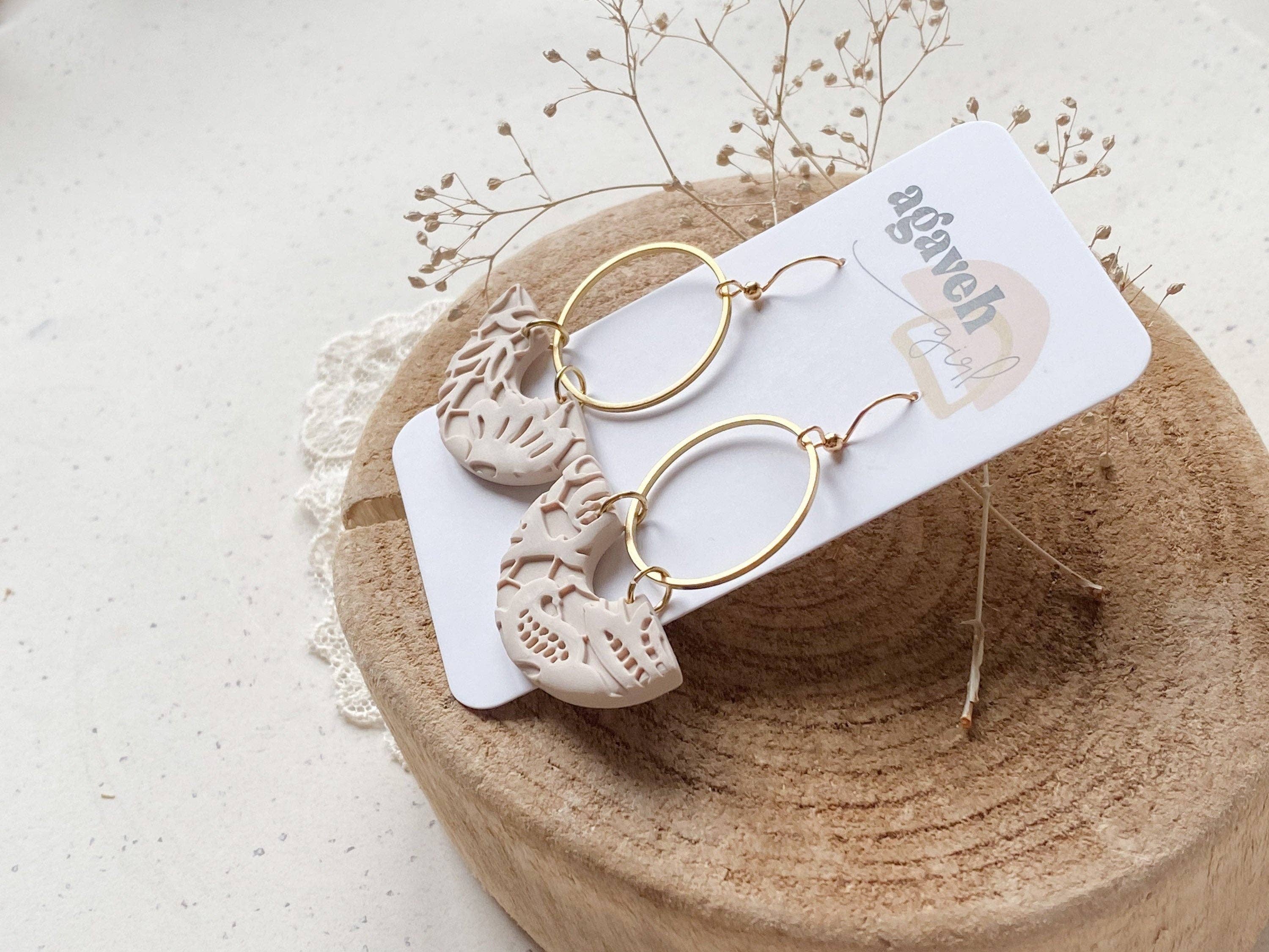 Agaveh girl - Wholesale Dangle Earrings - Wynne Sand Colored Polymer Clay Dangle Earrings8