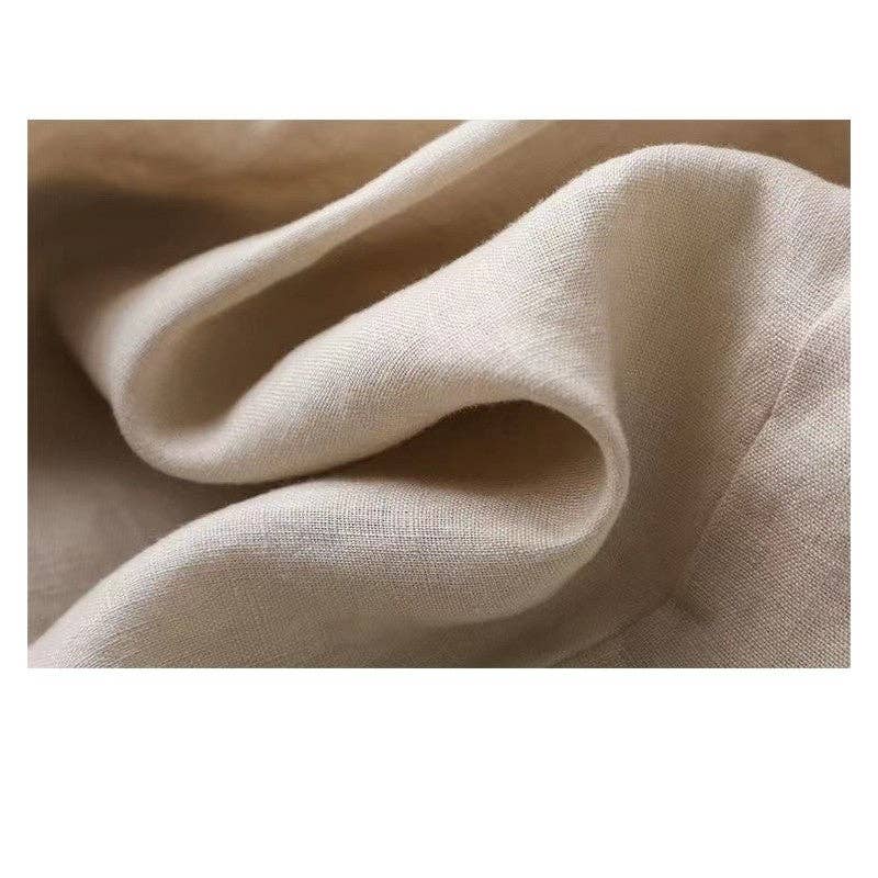 FurDecoration - Wholesale Blouse - Women's - Casual Loose Ramie Cotton Blouse with Solid Color and Long Sleeves6