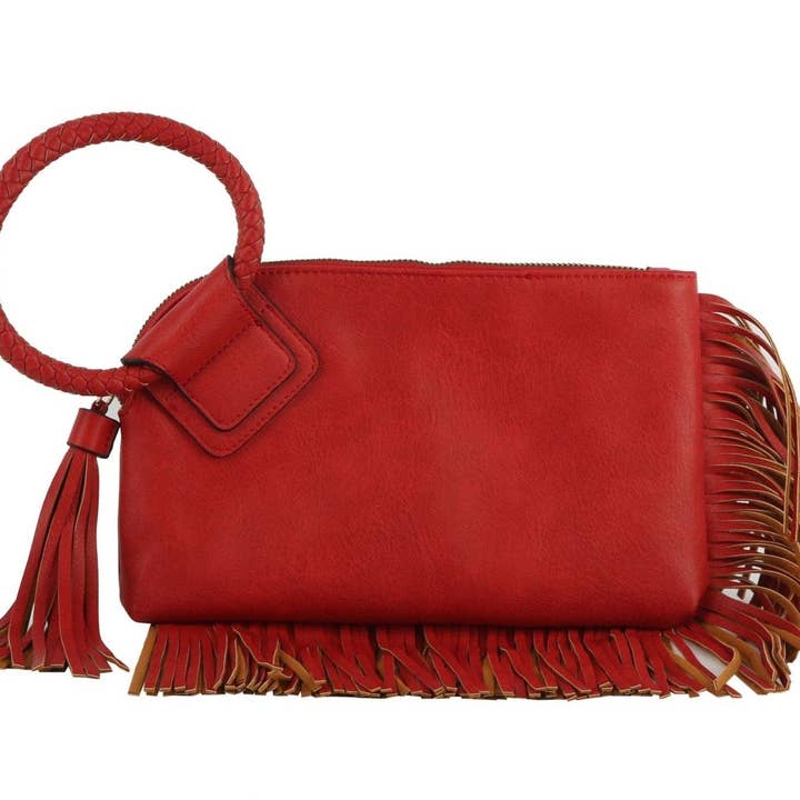 MiMi Wholesale - Wholesale Clutch Bag - Women's - JY0378 Fringe Soft Vegan Leather Wristlet/Clutch21