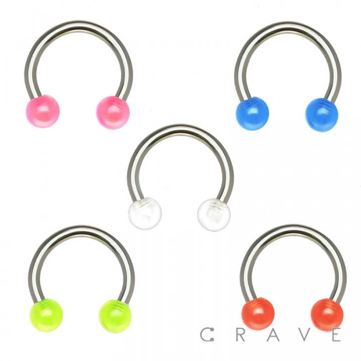 316L SS HORSESHOE WITH UV ACRYLIC BALLS for wholesale by CRAVE
