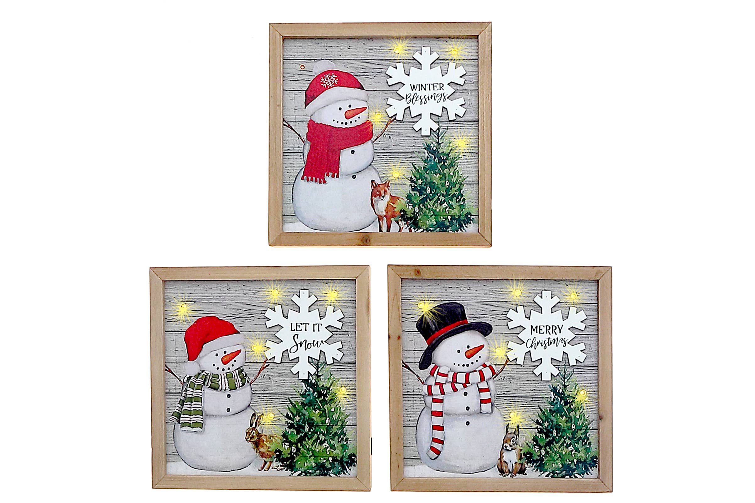 IH Casa Decor - Wholesale Christmas Decoration - LED WOODEN PLAQUE DÉCOR (SNOWMAN) (ASSTD)