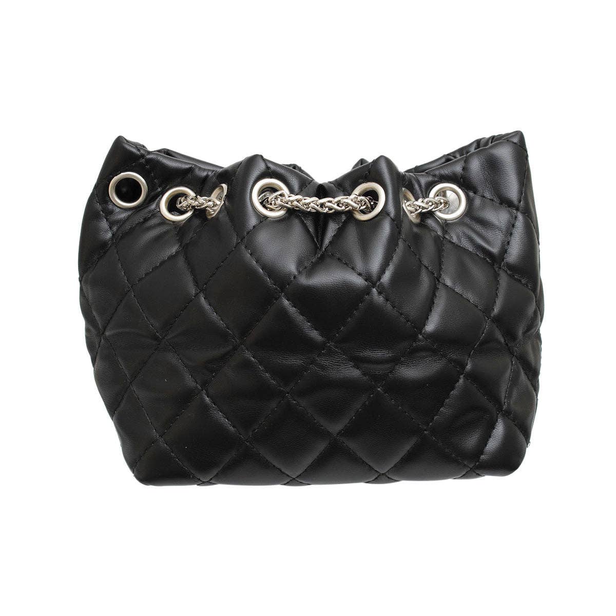 Mini Bucket Black Quilted Parisian Charm Bag for wholesale on Faire2