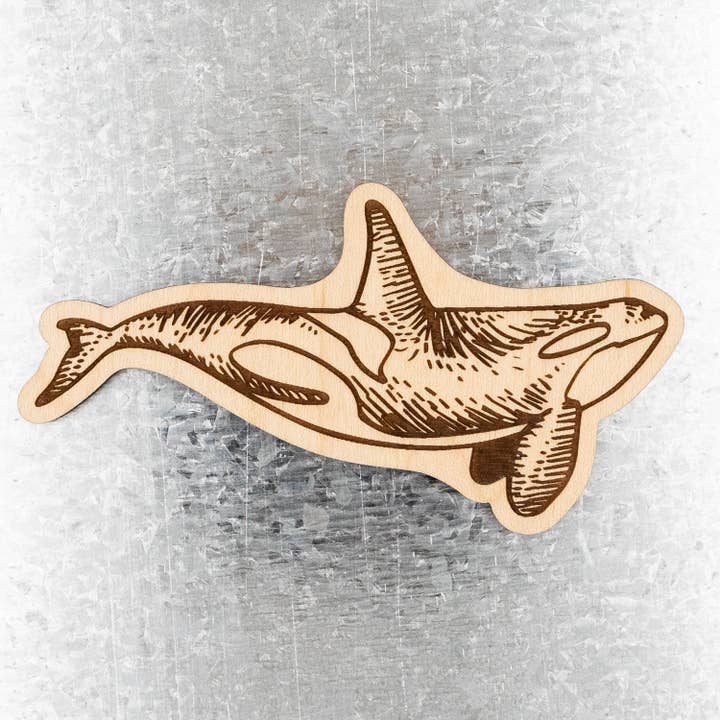 Orca Wood Magnet for wholesale by Steamer Lane Design