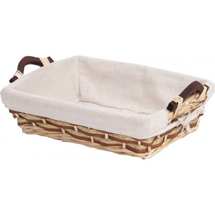 Deffrennes - Wholesale Basket - Natural basket lined with ecru fabric and 2 wooden handles