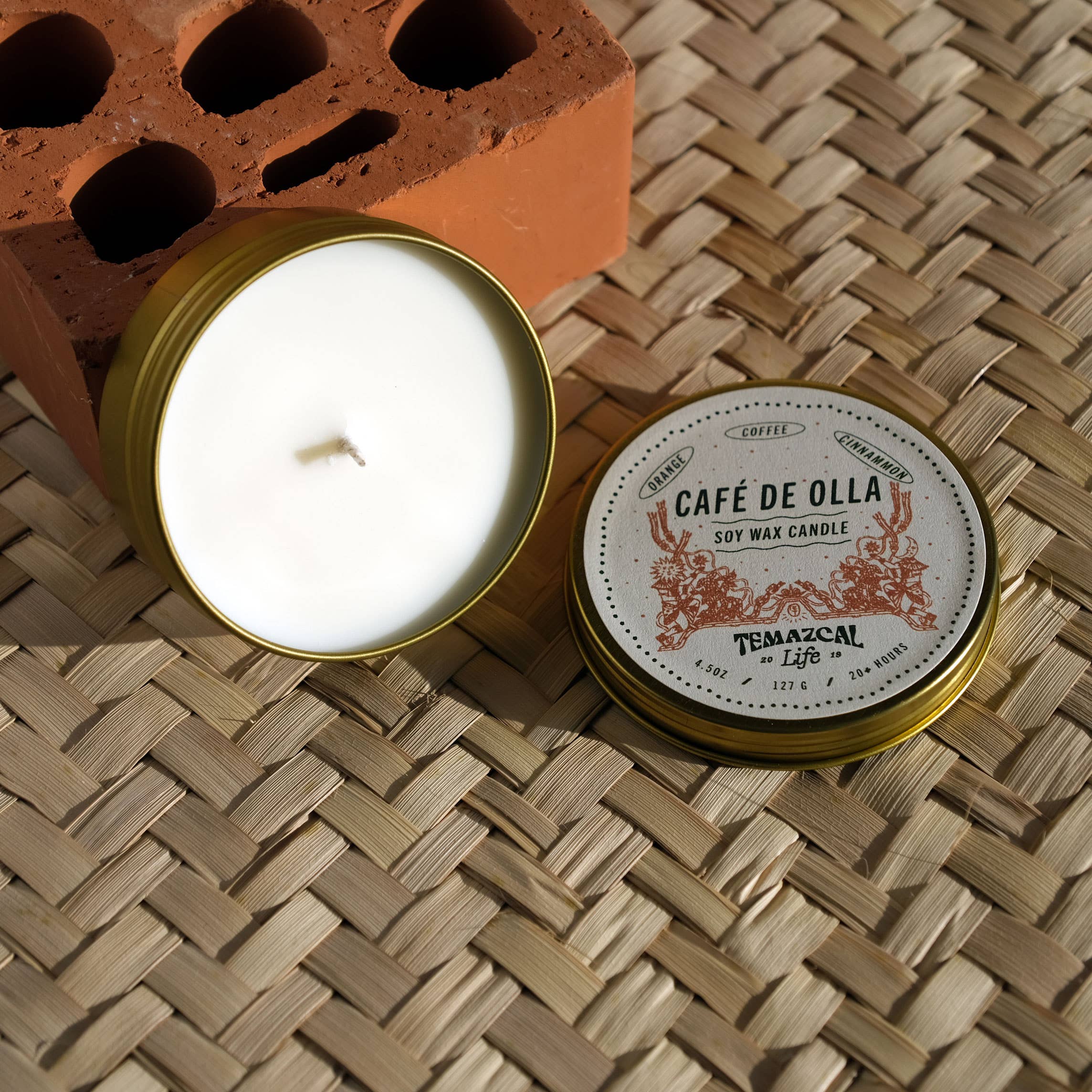Temazcal Life® - Wholesale Travel Candles - Café de Olla Soy Candle Tin | Coffee Orange | 4 oz2