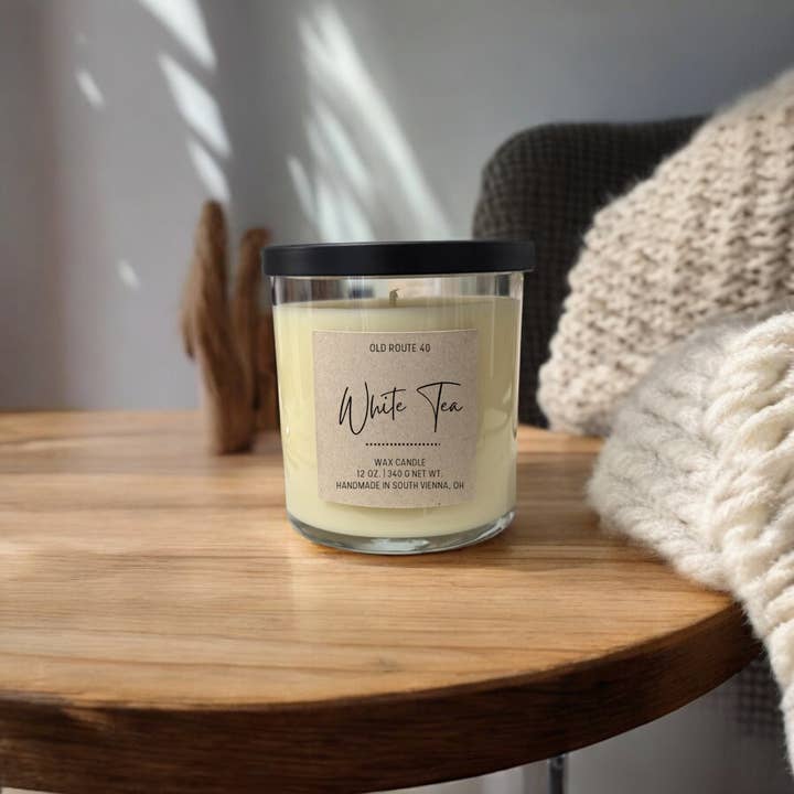 Old Route 40 - Wholesale Jar/Filled Candle - White Tea Candle