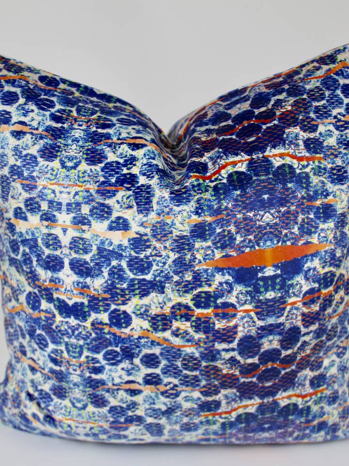 Blue Bubbles Velvet Pillow for wholesale by Artxtiles