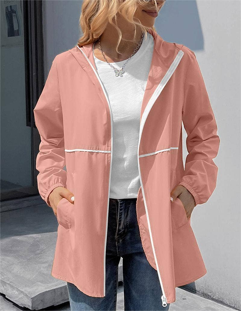 HIDDENBRAND - Wholesale Jacket - Women's - Zippered hooded jacket lightweight outdoor waterproof jacket12
