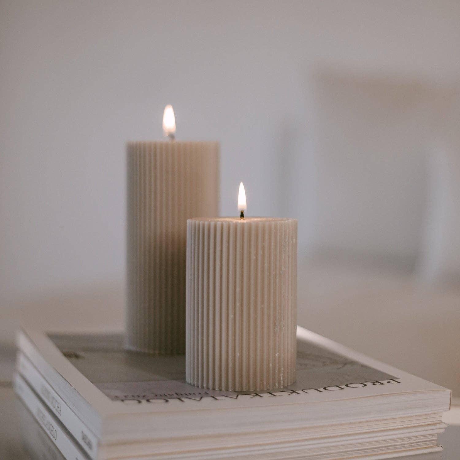 Eulenschnitt - Wholesale Pillar Candle - Block candle grooves 70 x 100 grey (VE = 6 pcs)2