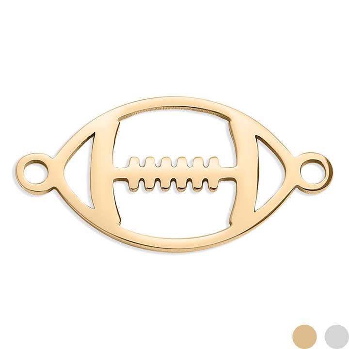 WJW - Wholesale Individual Charm/Pendant - 18K Gold PVD Stainless Steel Football Connector Charm