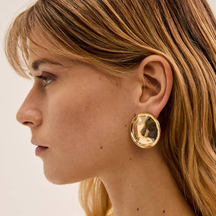 PENDIENTES REDONDOS DE DISCO ORO - N64 para venta al por mayor de NALI'