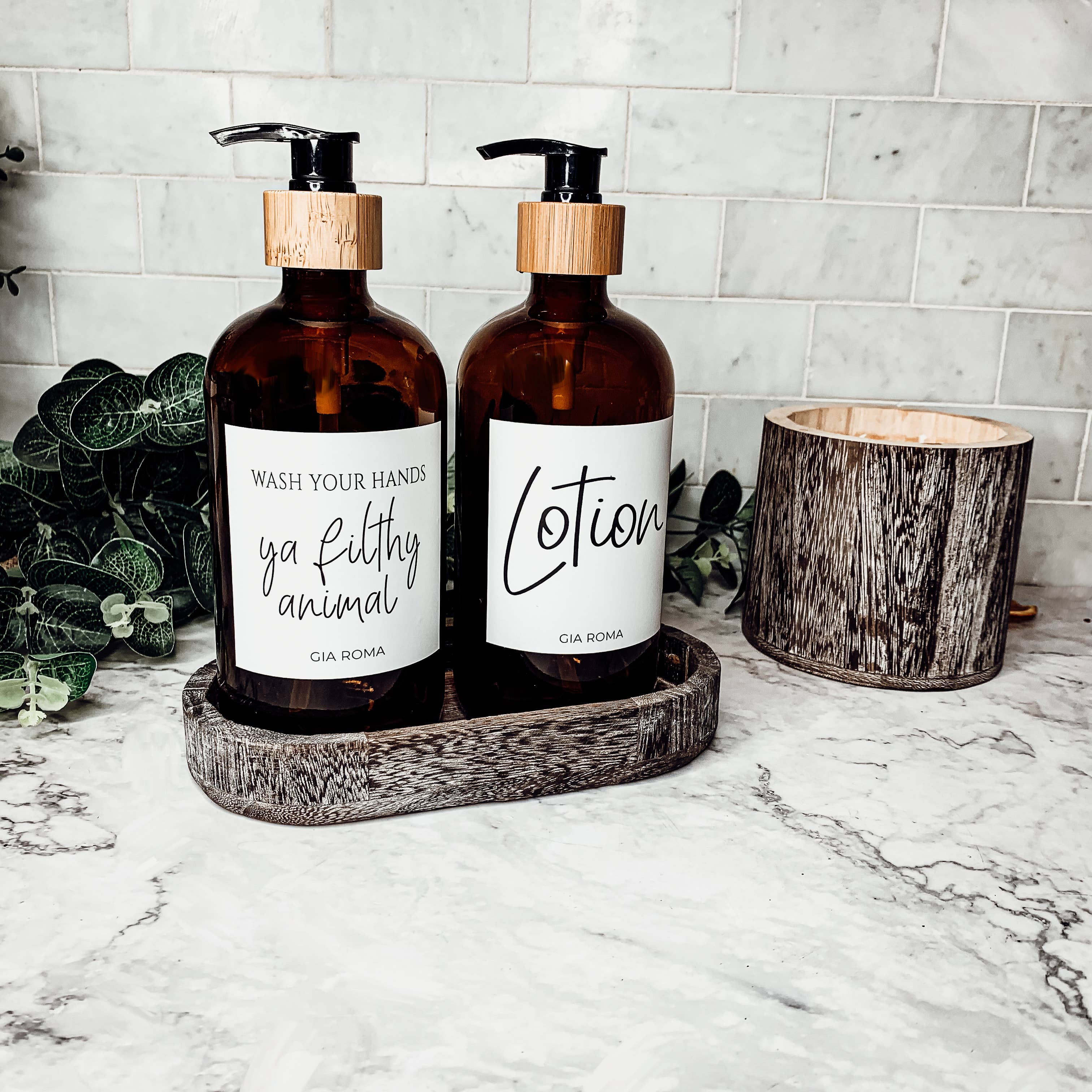 Gia Roma - Vendita all'ingrosso Dispenser per sapone - Dispenser di sapone, flaconi dispenser di ricarica in vetro ambrato da 16 once14