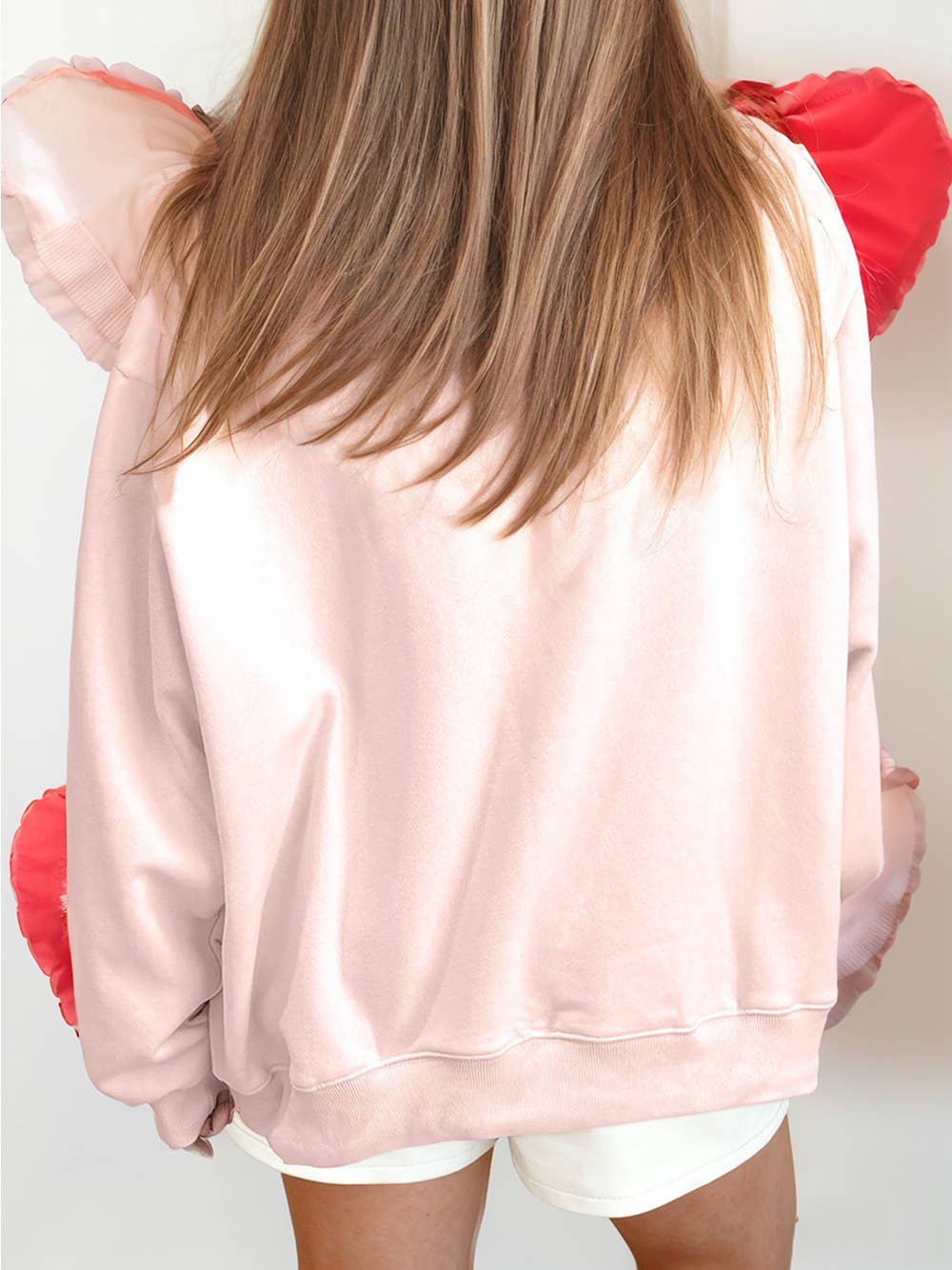 1 the Woman - Vente Sweat-shirt – femme - Sweat-shirt à col montant avec patch cœur en chenille pour la Saint-Valentin2