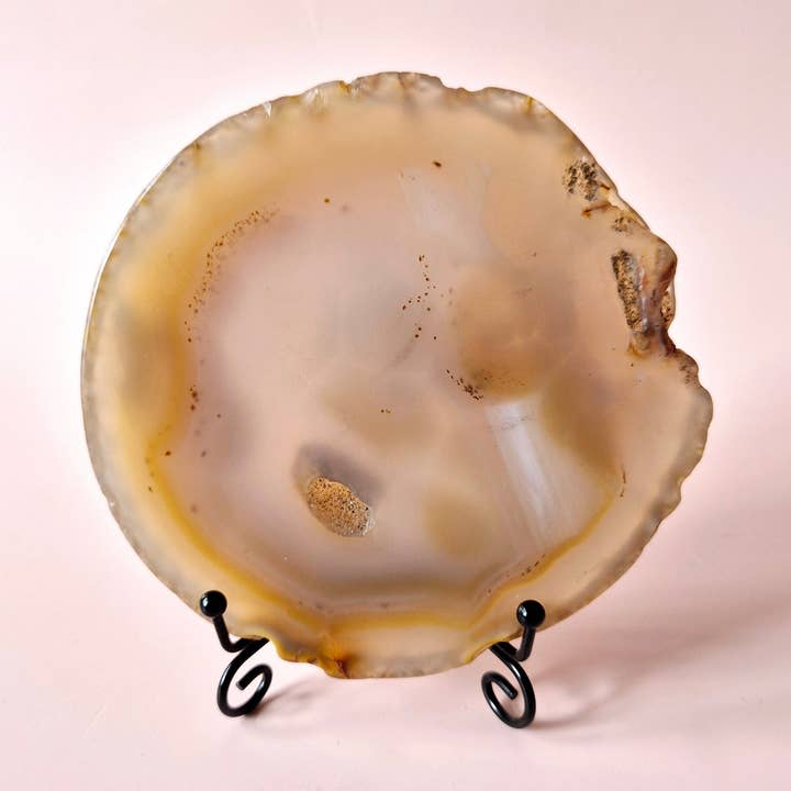 Moonlight Gemstones - Vendita all'ingrosso Pietra/cristallo spirituale - Pietra Preziosa (Druzy) Disco di Agata su Supporto (11–14 cm) – #18 Radicamento, Equilibrio & Bellezza Naturale0