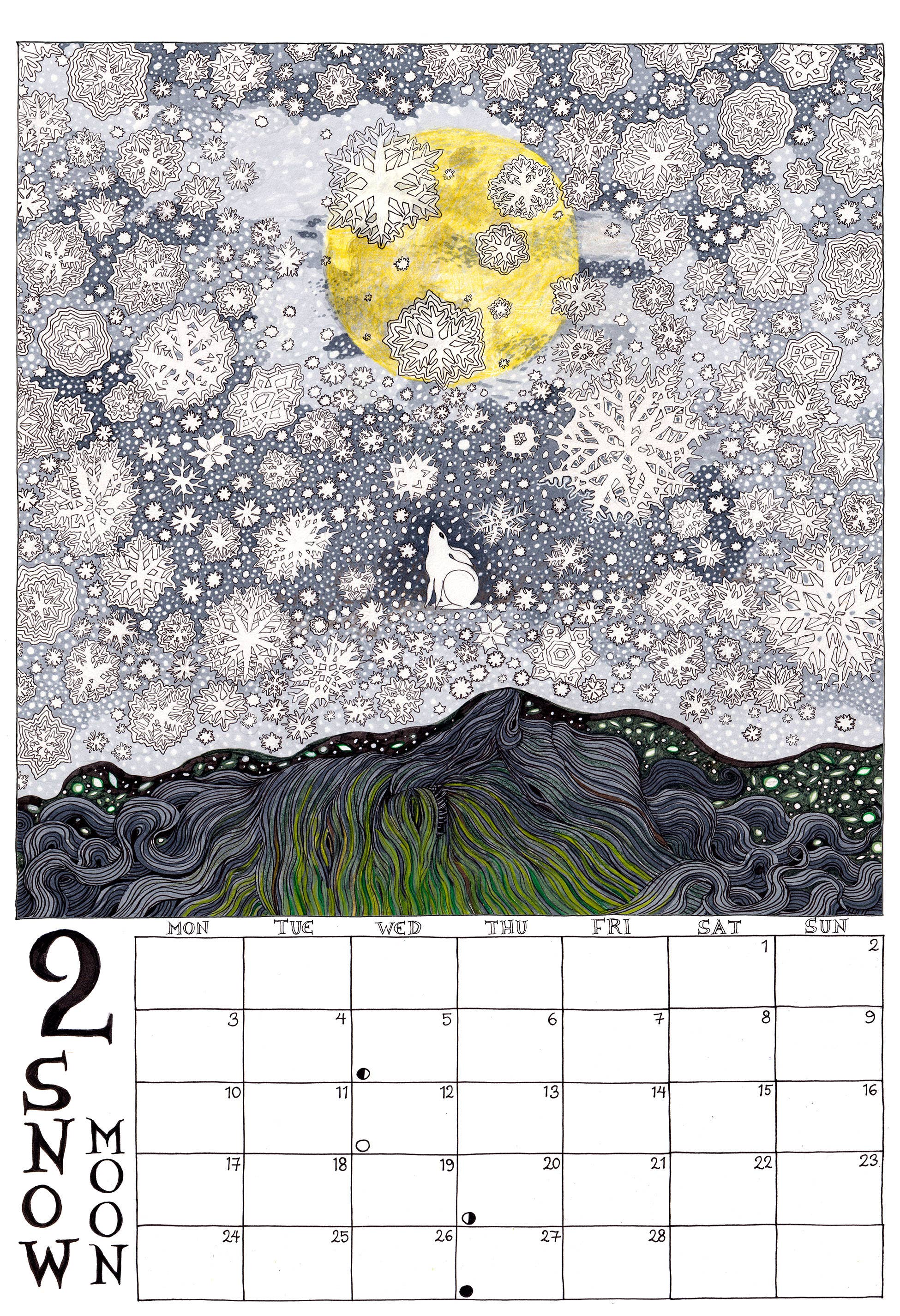 Fox & Comet - Wholesale Calendar - Illustrated Wall Calendar - The Calendar of the Full Moon2