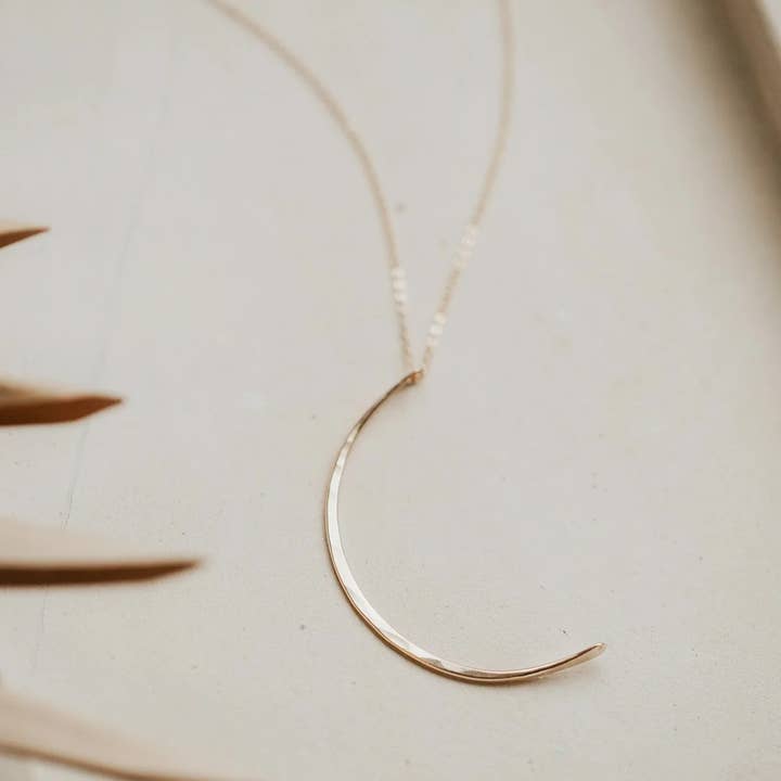 Hello Adorn - Wholesale Pendant/Charm Necklace - New Moon Pendant | 14kt Gold Fill + Sterling Silver