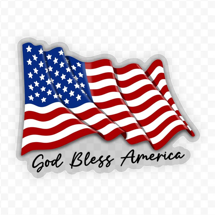 God Bless America Sticker | USA | Clear Waterproof Vinyl for wholesale by Jones Sticker Co