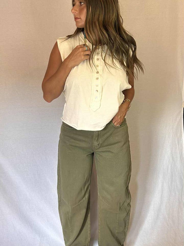 Barrel Jeans Green for wholesale by Billee' by Billie