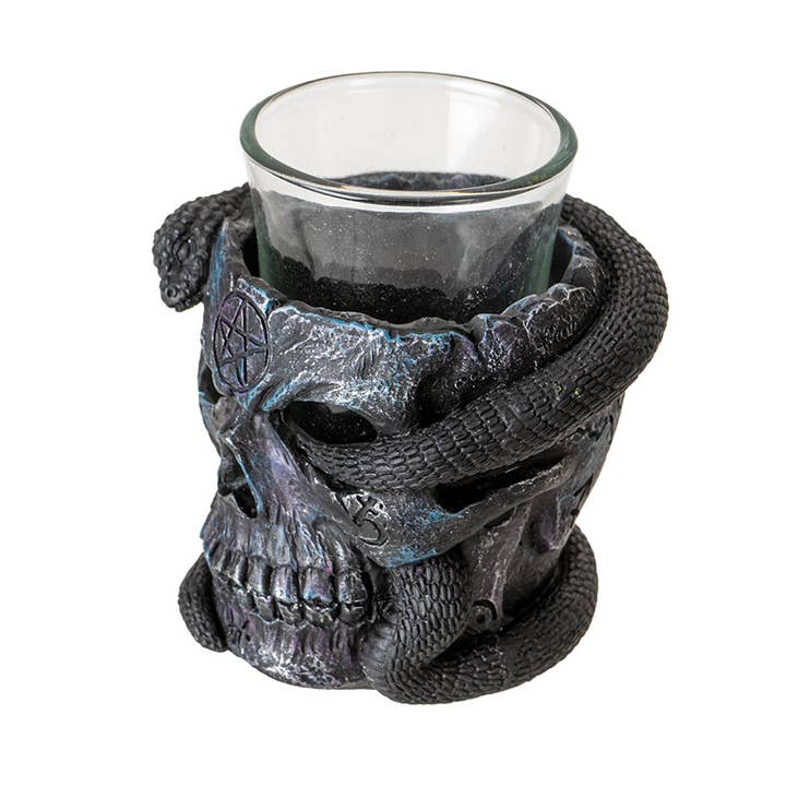 Pacific Trading - Venta al por mayor Vaso de chupito - 15951 Vaso de chupito con calavera y serpiente