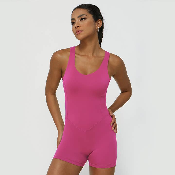 Sodalemon - Wholesale Unitard - Women's - High Stretch Athletic Yoga Backless One Piece Sport Jumpsuit