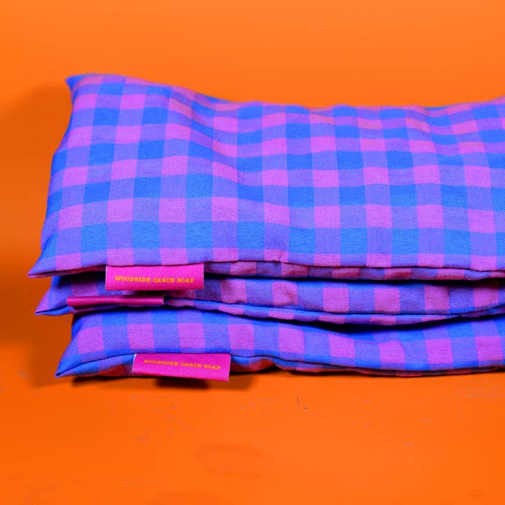 Lavender Eye Pillow - Blue and Pink Gingham for wholesale by Woodside Cabin Soap