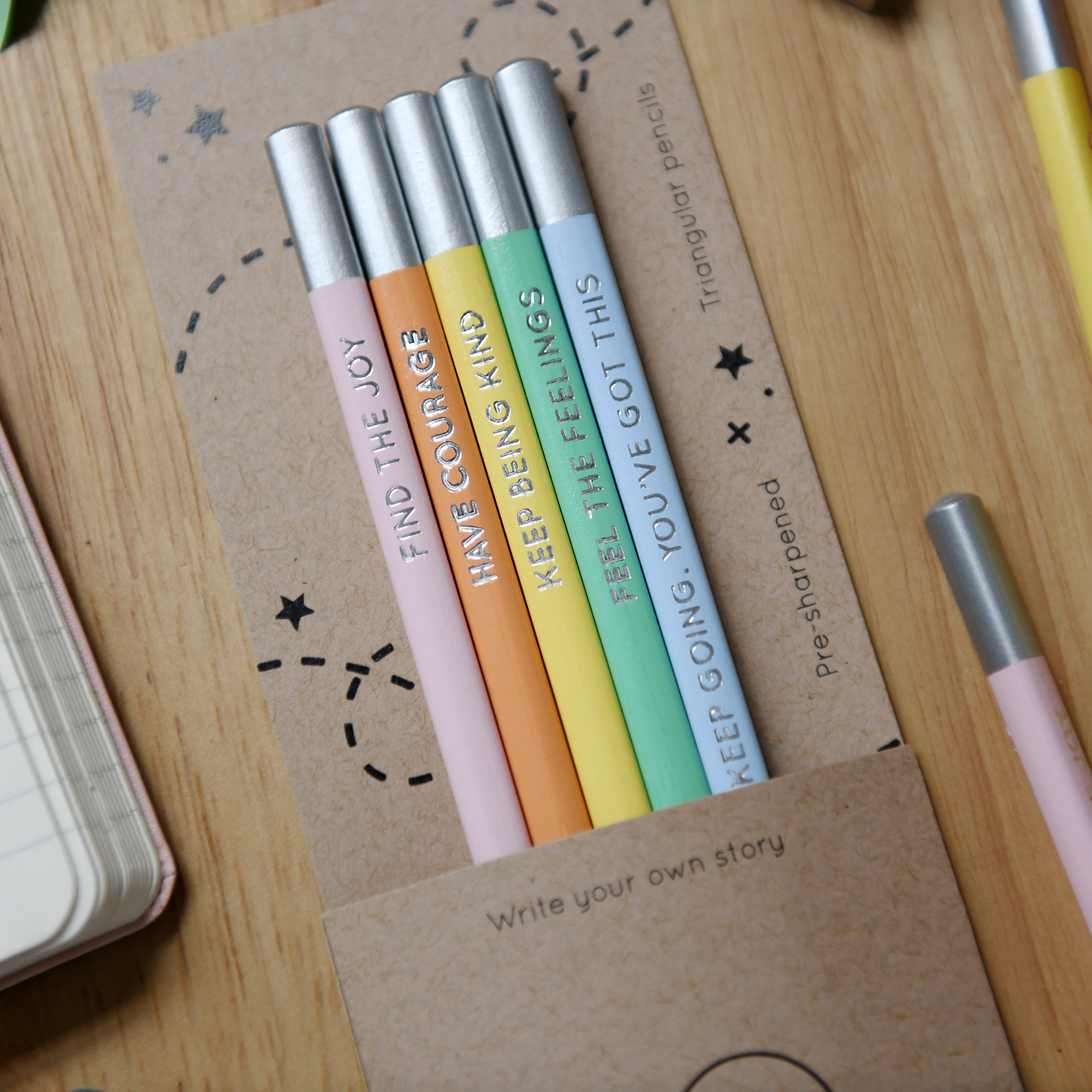 Clara and Macy – wholesale Pencil – Set Of Five Daily Reminder Positive Pencils5