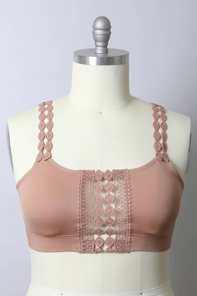 Leto Accessories - Wholesale Bralette - Women's - Boho Eye Lace Applique Bralette Plus Size4