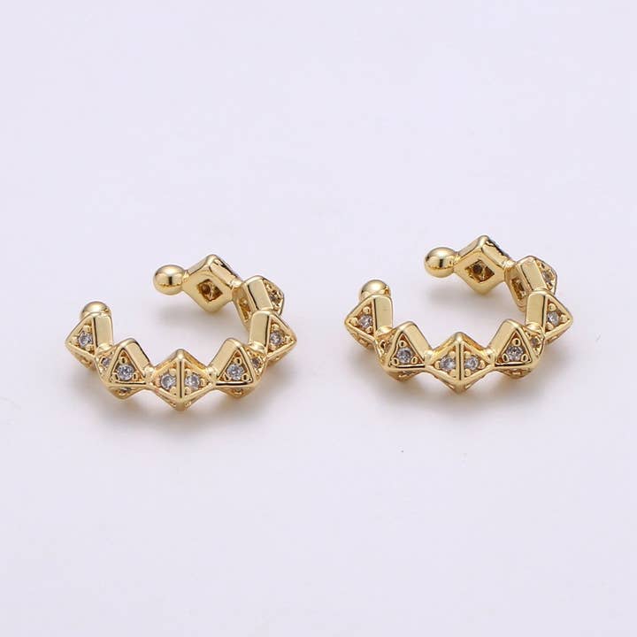 24K Gold Filled Pyramid Earcuffs - AI-083 for wholesale by Aim Eternal