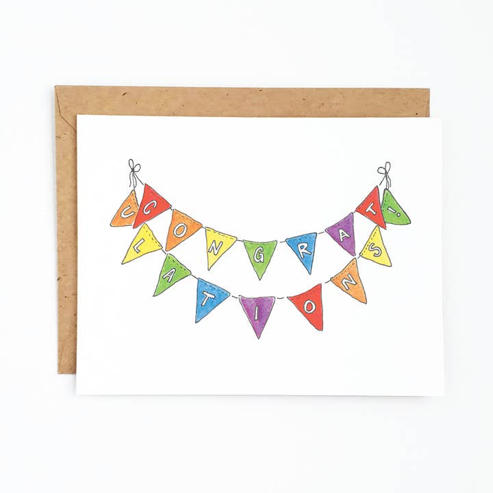 Congratulations Bunting Card for wholesale by Little Rainbow Paper Co