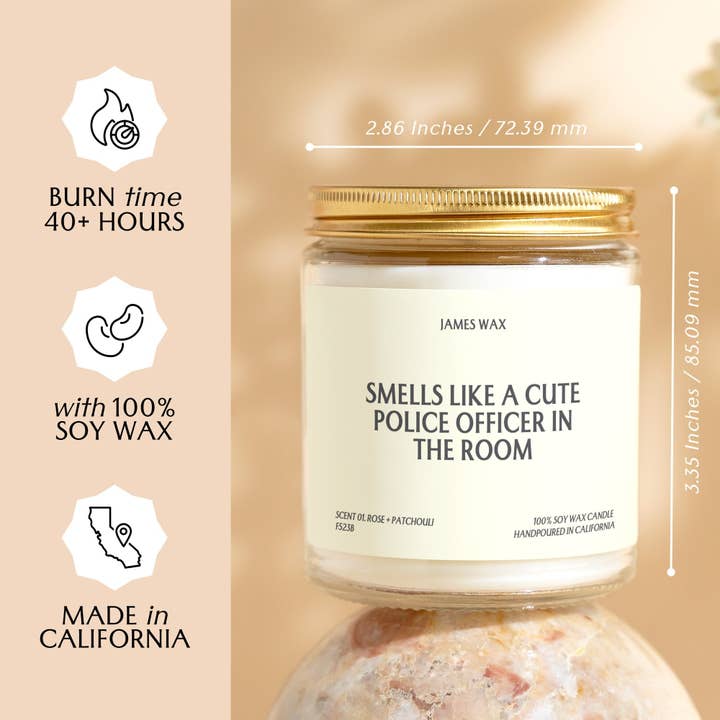 James Wax - Wholesale Jar/Filled Candle - Cute Police Officer Gift Smells Like a Cute Police Officer In The Room Cop Gifts Law Enforcement Gifts F523B