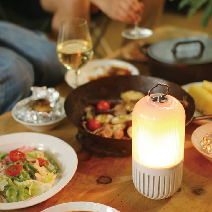 White Bonfire Bluetooth Speaker: Rechargeable & Waterproof for wholesale on Faire