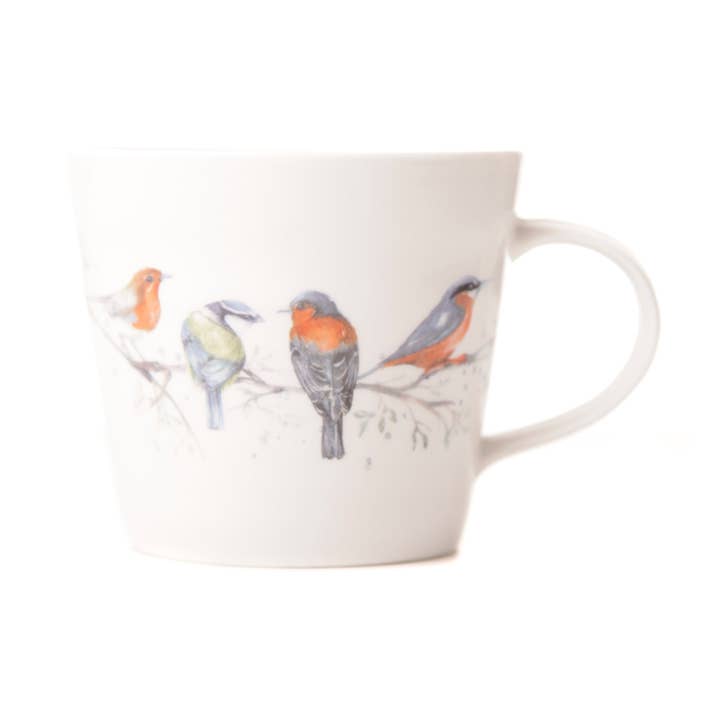 'The Lookout' British Birds Design Bone China Mug for wholesale by Meg Hawkins Art